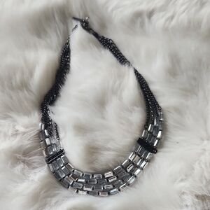 Kenneth Cole Modern Silver and Black Geometric Necklace